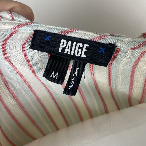 Paige Mini Dress Medium Kylenn Tiered Stripe Cream Boho Flowy Party Casual - Picture 7 of 11